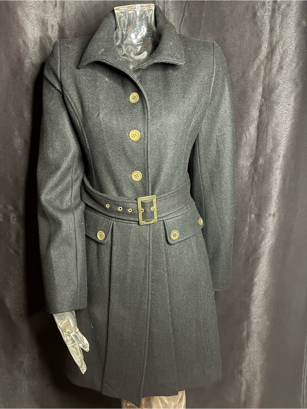 Arden B. Black Wool Blend Coat with Lined Interior